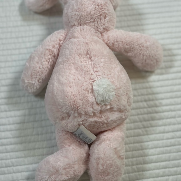 Demdaco- Nat & Jules Pink and White Fluffy Stuffed Bunny - Picture 4 of 7